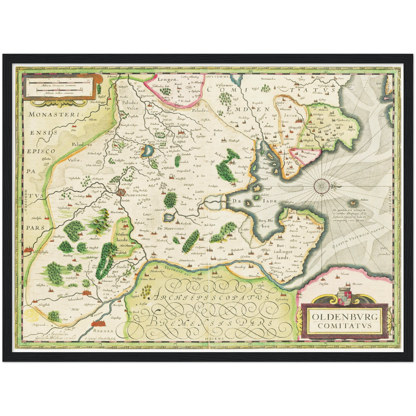 Historische Landkarte Oldenburg um 1645