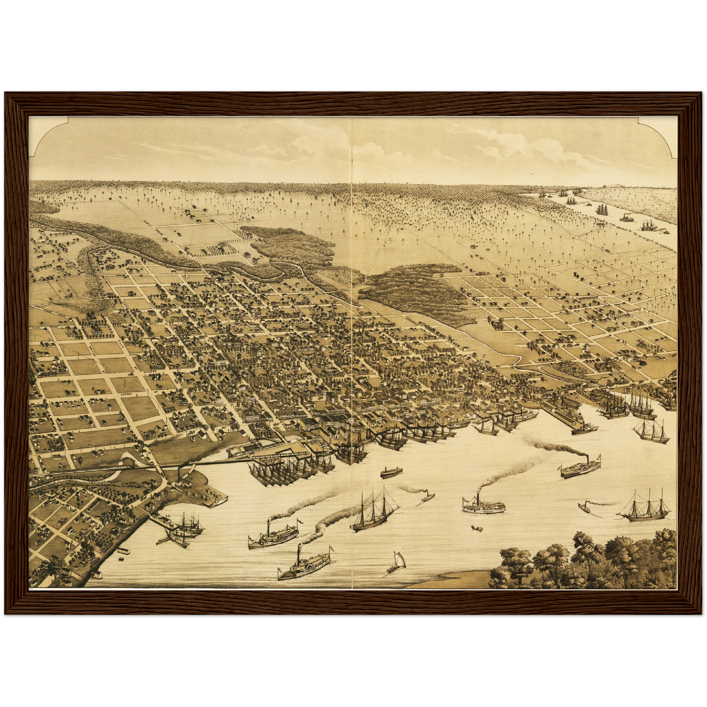 Historische Stadtansicht Jacksonville um 1876