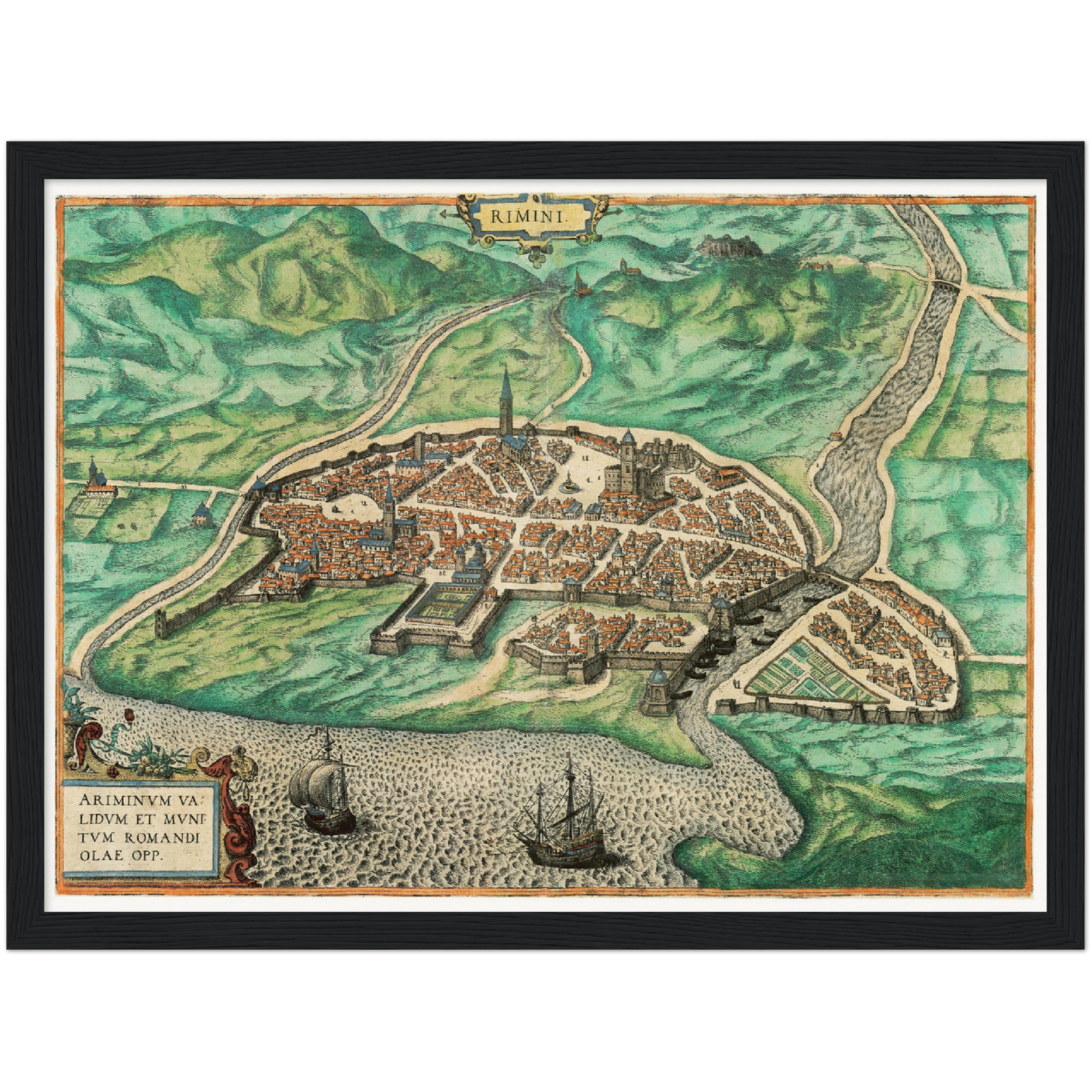 Historische Stadtansicht Rimini um 1609