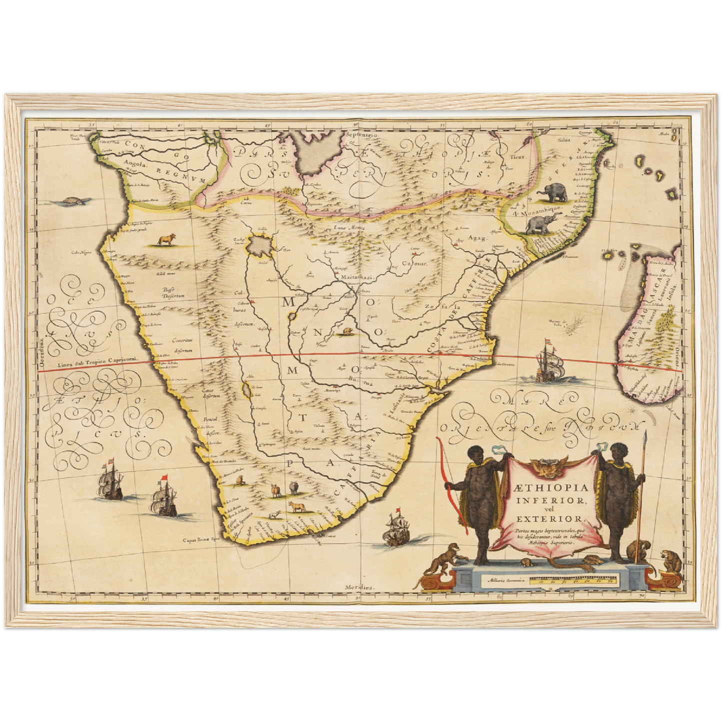 Historische Landkarte Südafrika um 1635