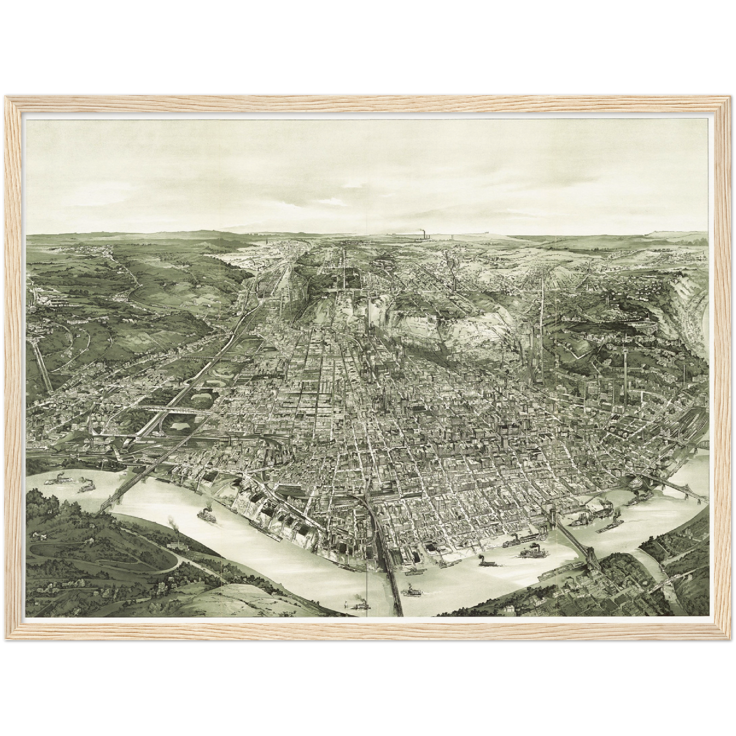 Historische Stadtansicht Cincinnati um 1900