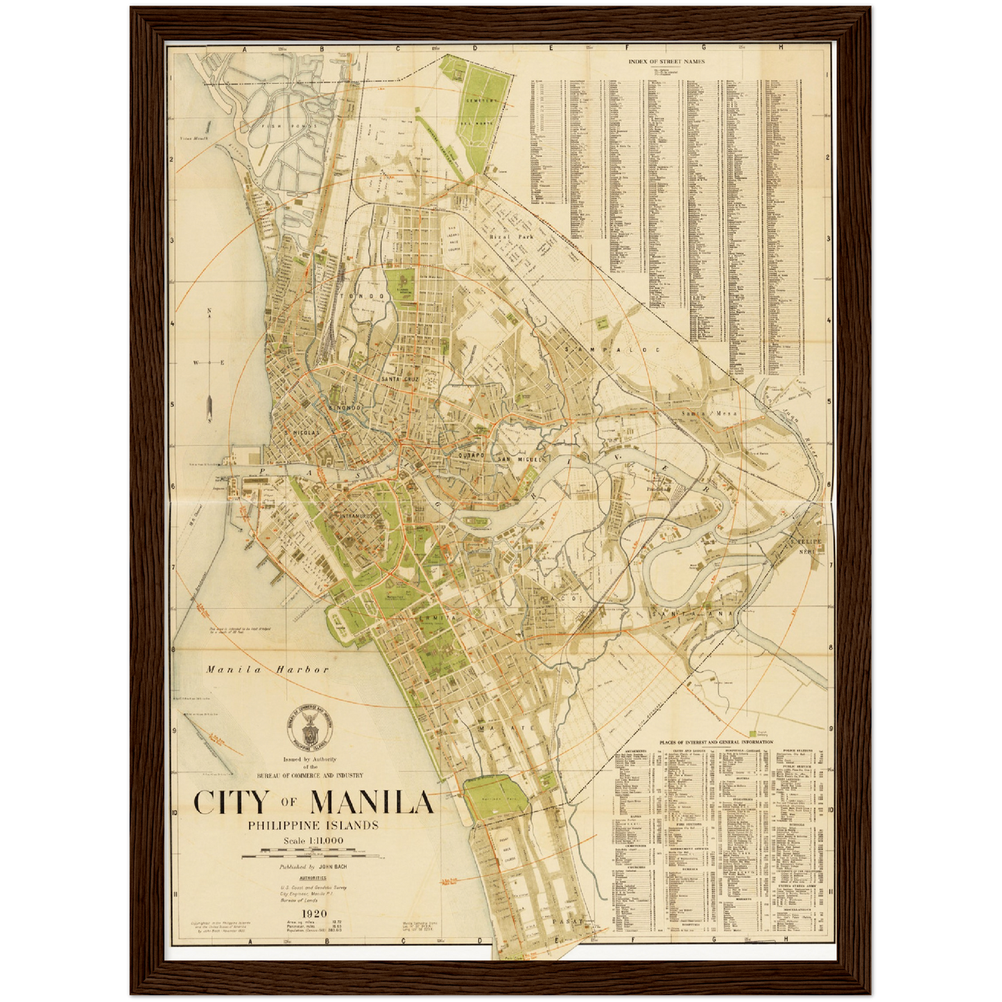 Historischer Stadtplan Manila um 1920