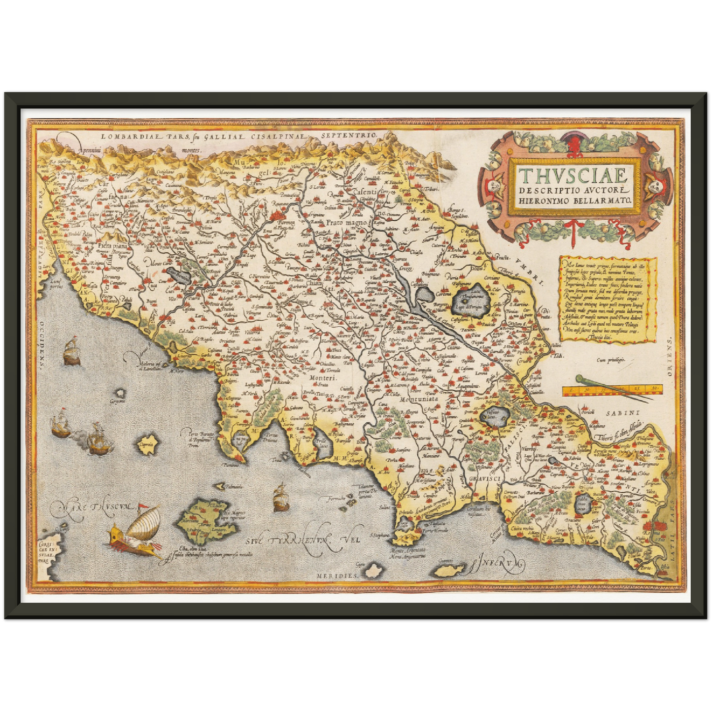 Historische Landkarte Toskana um 1609