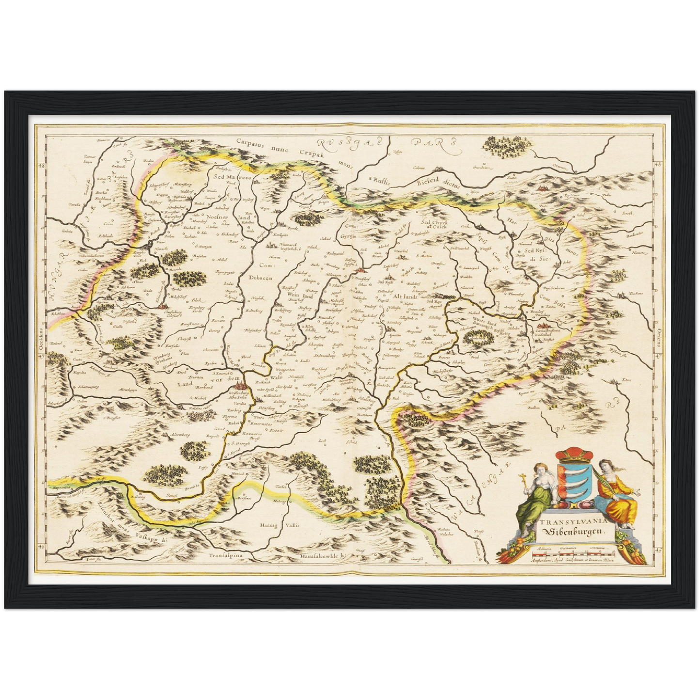 Historische Landkarte Siebenbürgen um 1635