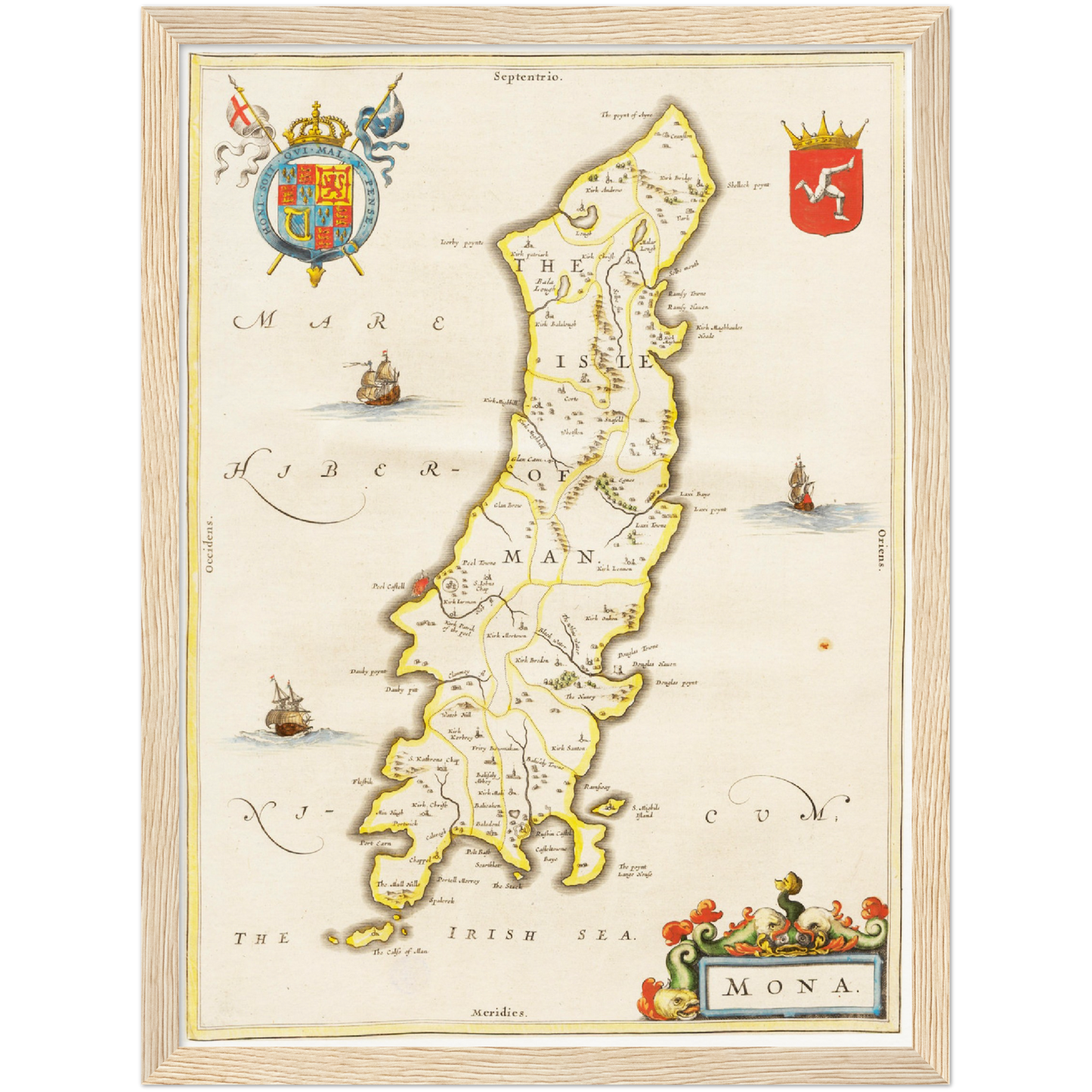 Historische Landkarte Isle of Man um 1635