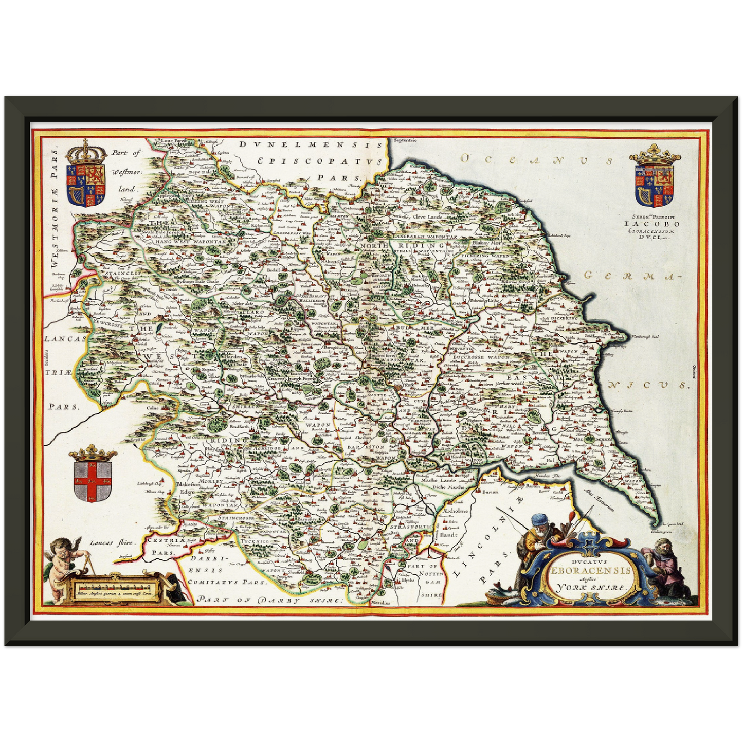 Historische Landkarte Yorkshire um 1646