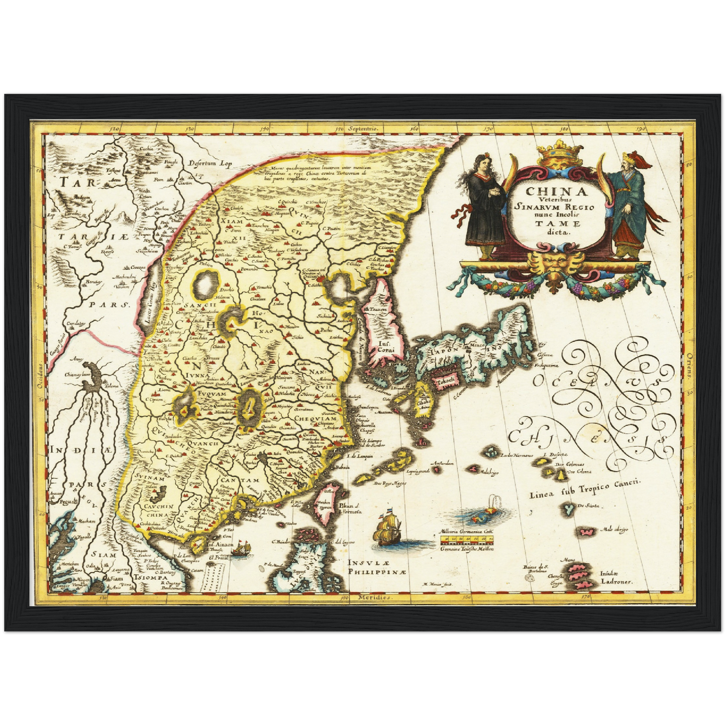 Historische Landkarte China um 1636