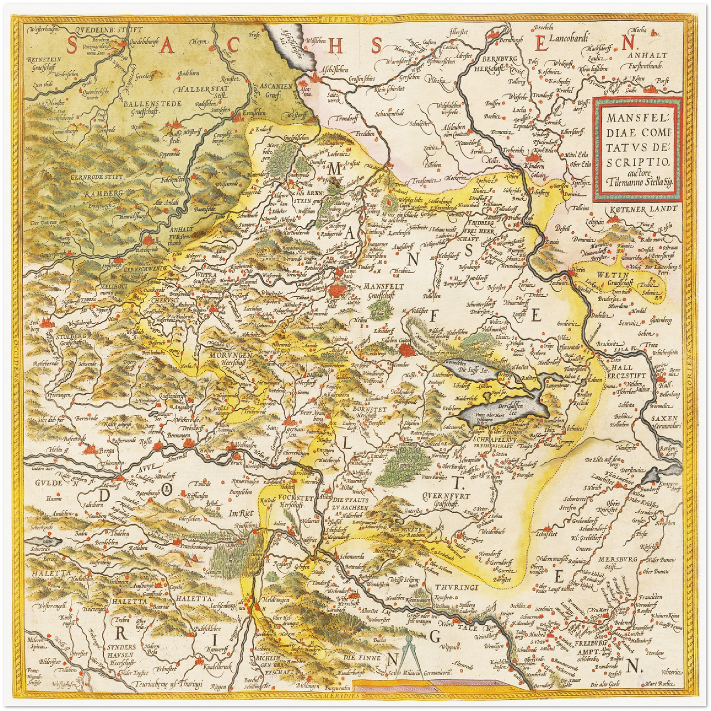 Historische Landkarte Mansfeld um 1609