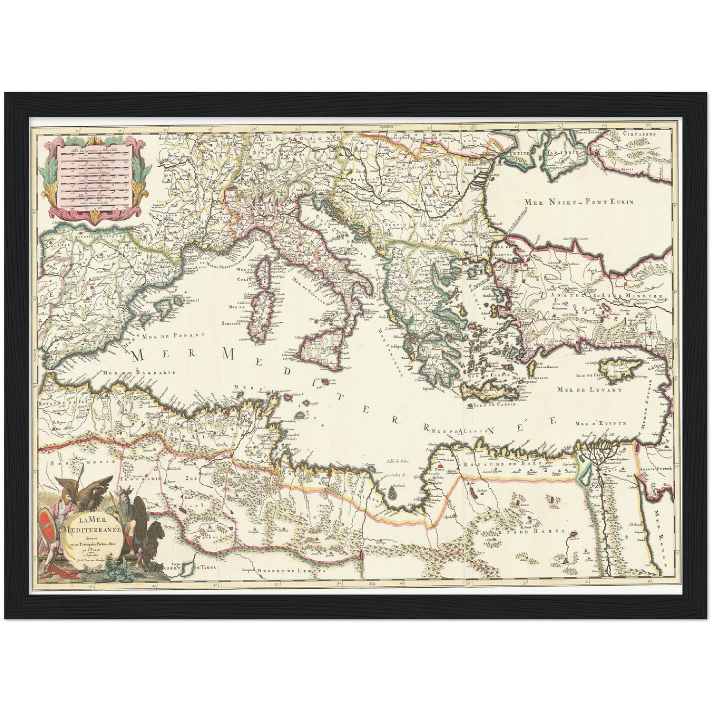 Historische Landkarte Südeuropa um 1700