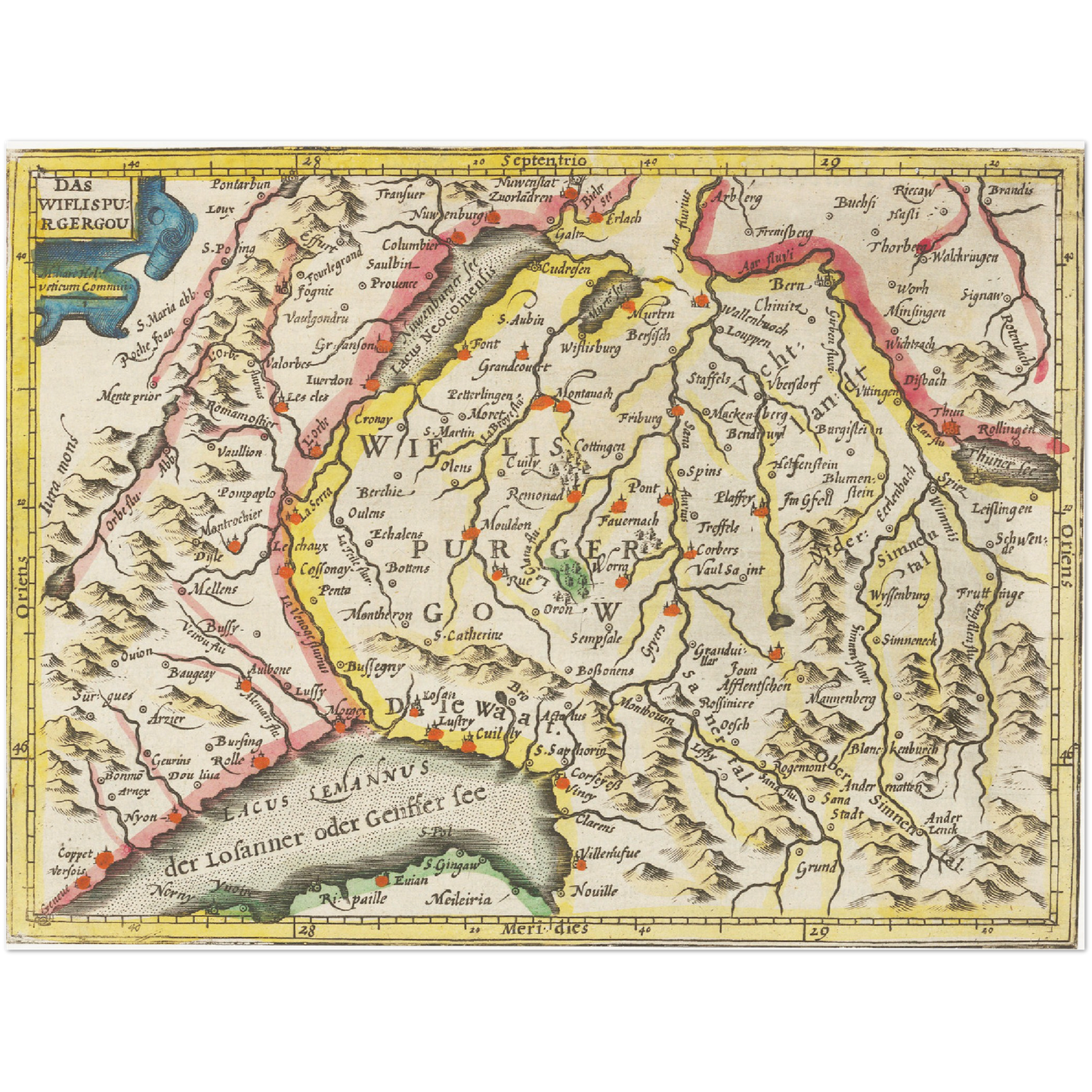 Historische Landkarte Wiflisburgergau um 1609