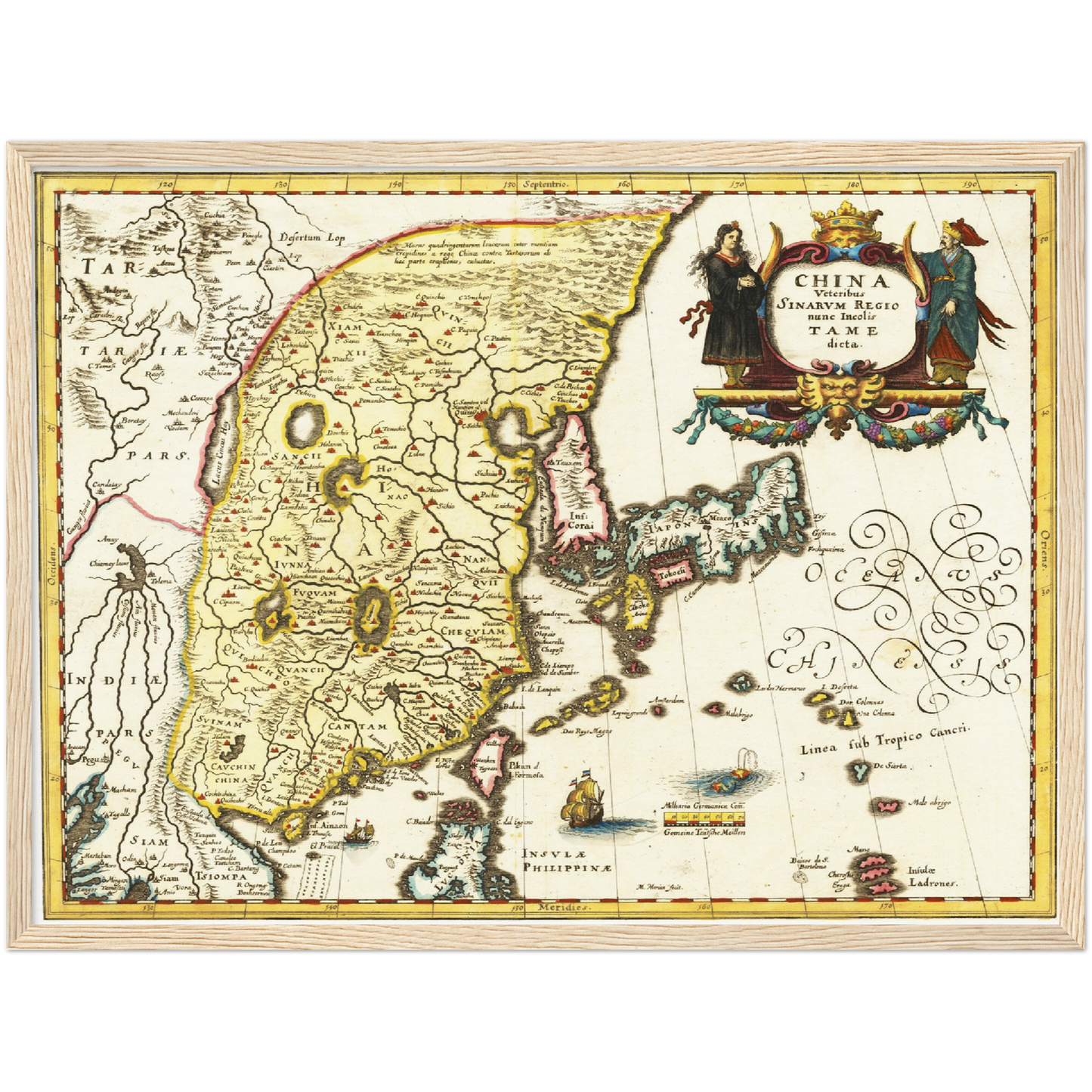 Historische Landkarte China um 1636