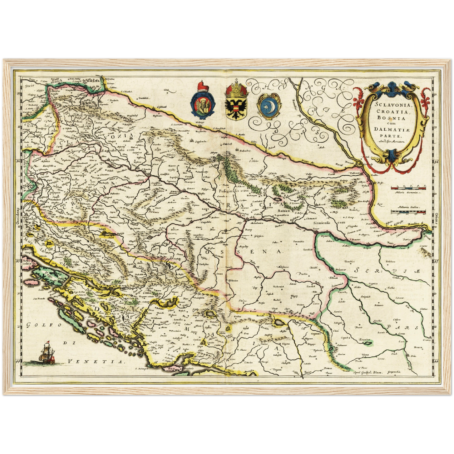 Historische Landkarte Bosnien um 1647