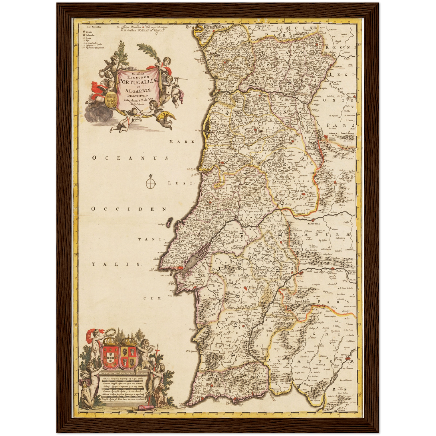 Historische Landkarte Portugal um 1698