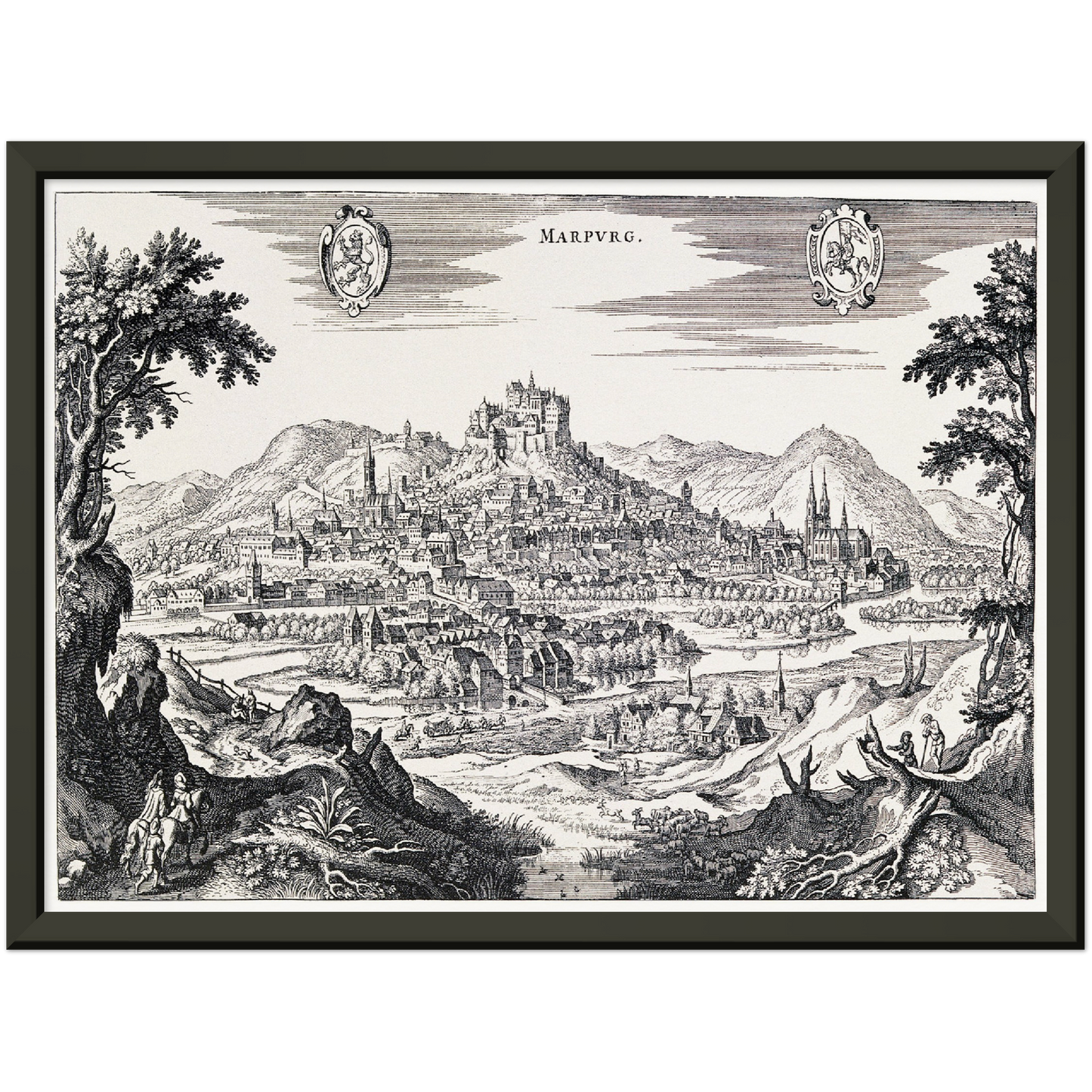Historische Stadtansicht Marburg um 1646