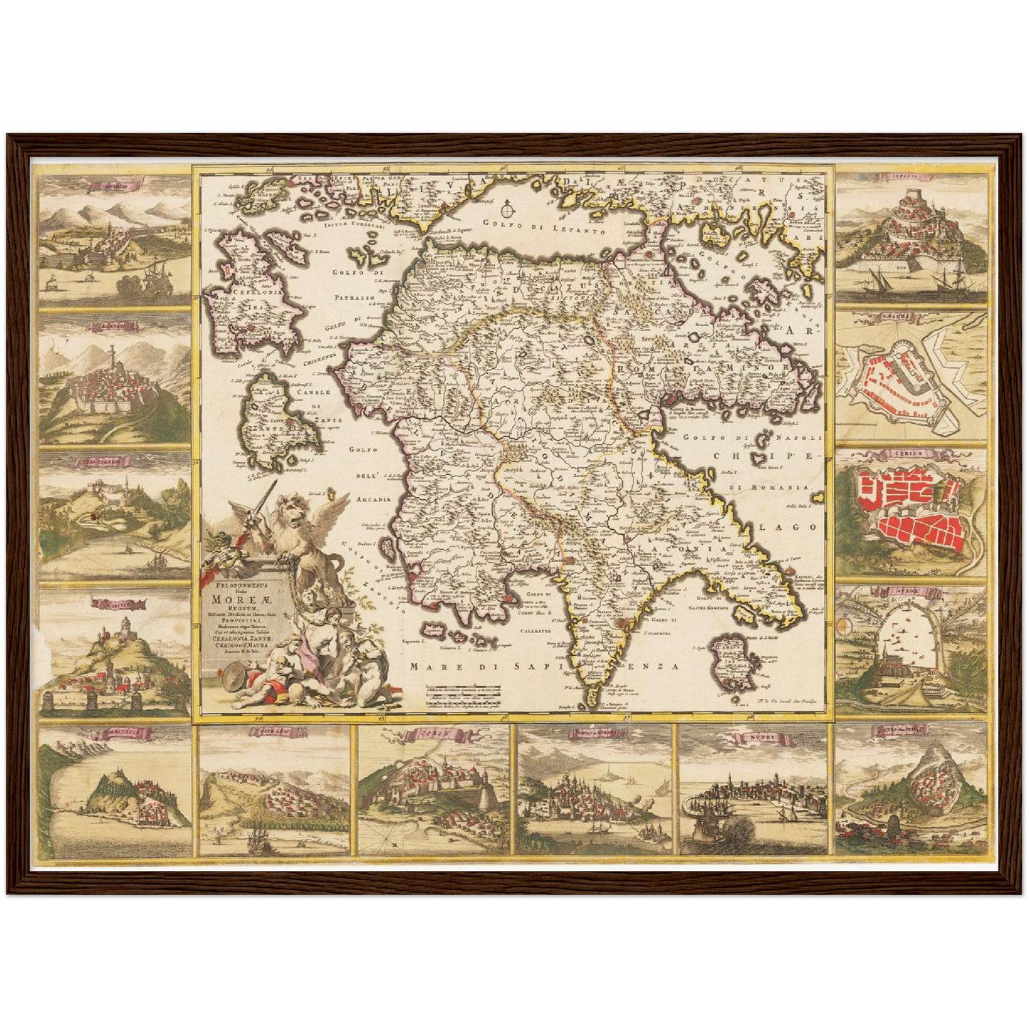 Historische Landkarte Peloponnes um 1698