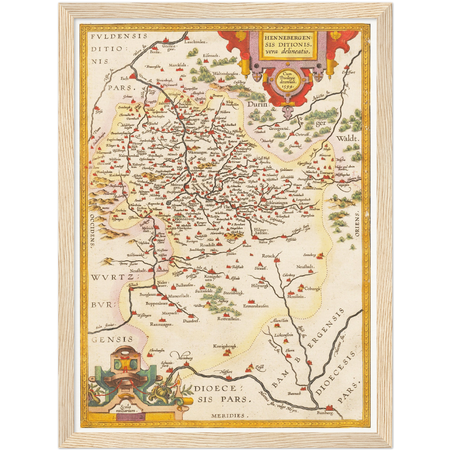 Historische Landkarte Henneberg um 1609