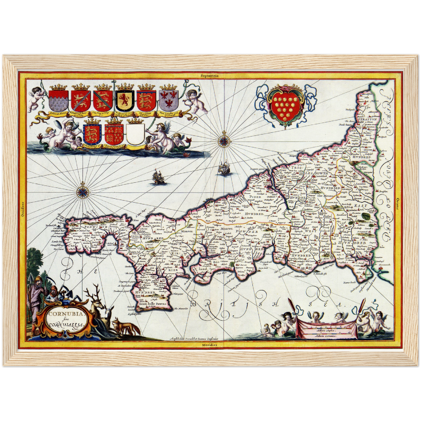 Historische Landkarte Cornwall um 1646