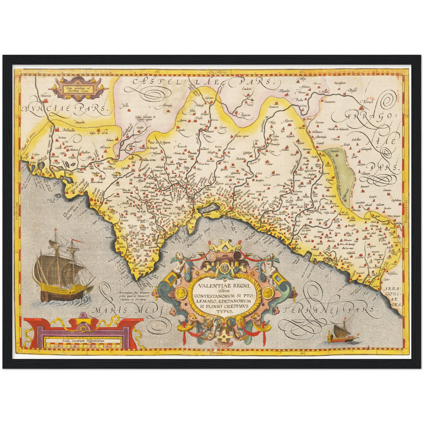 Historische Landkarte Valencia um 1609