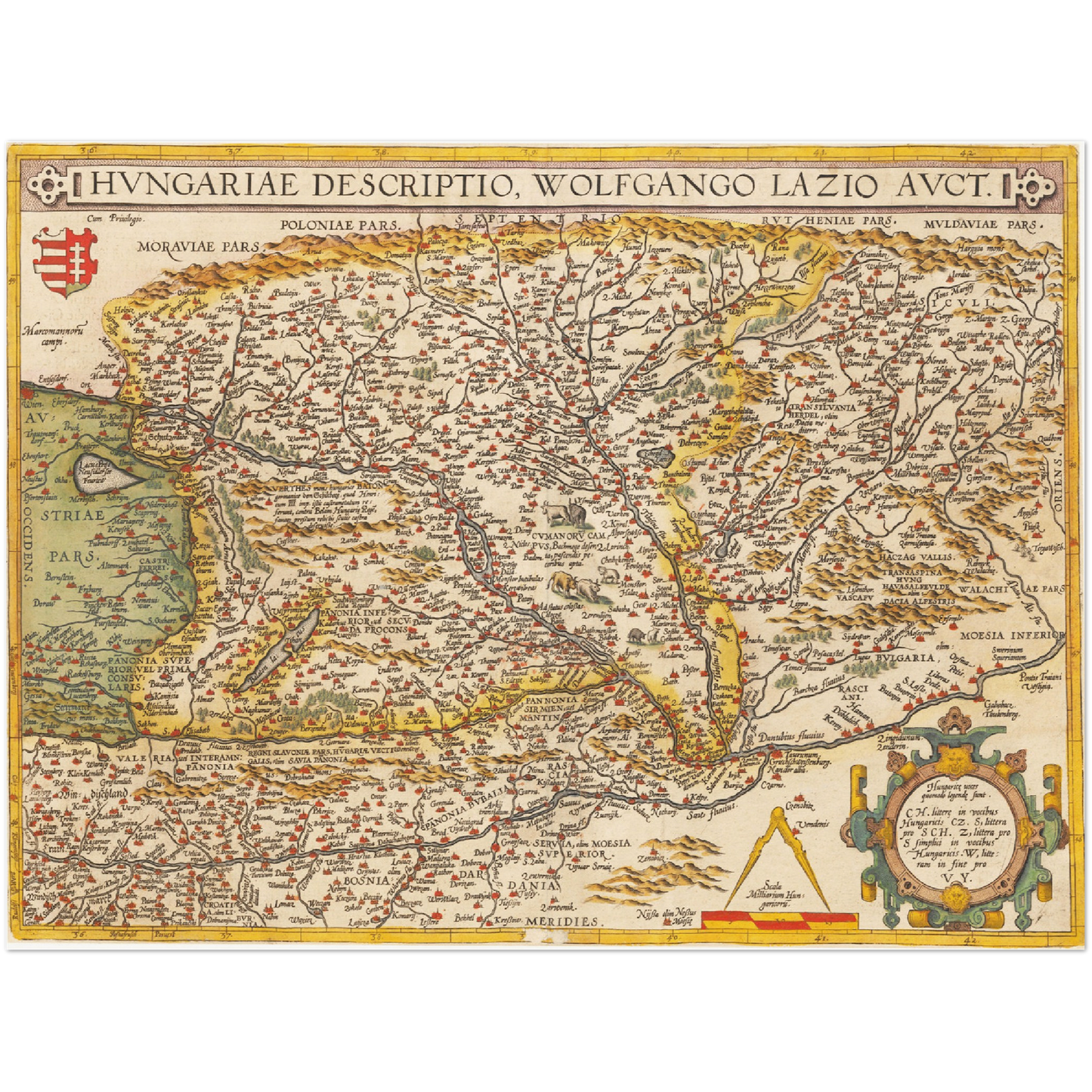 Historische Landkarte Ungarn um 1609