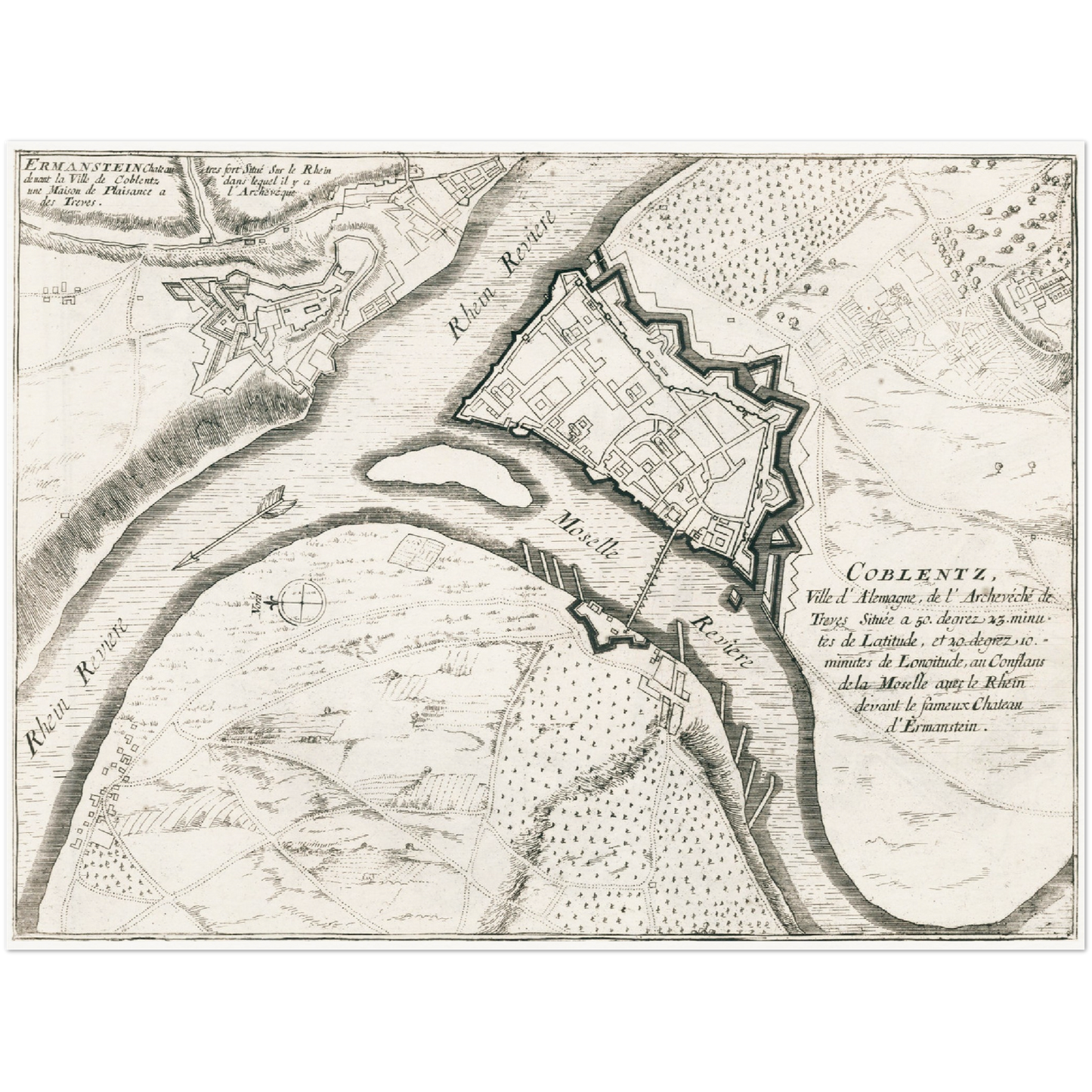 Historischer Stadtplan Koblenz um 1696