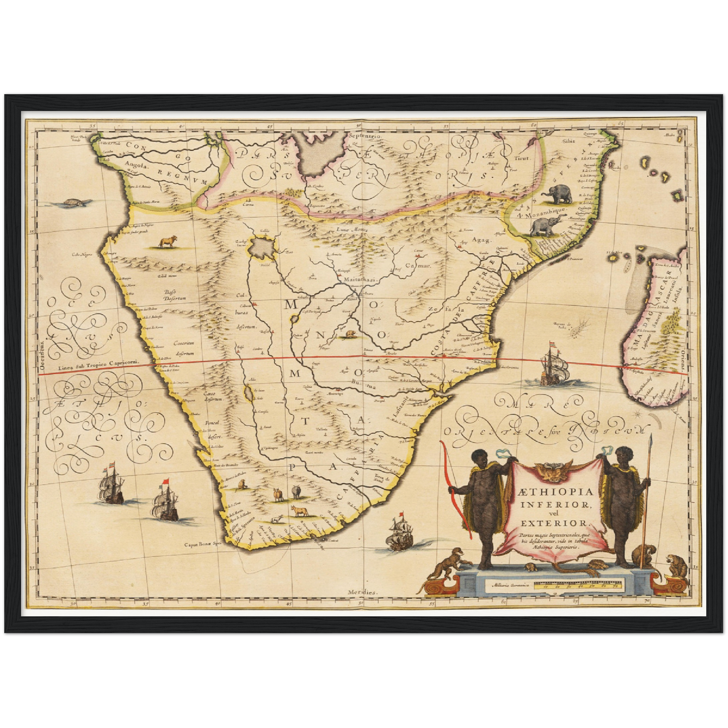 Historische Landkarte Südafrika um 1635