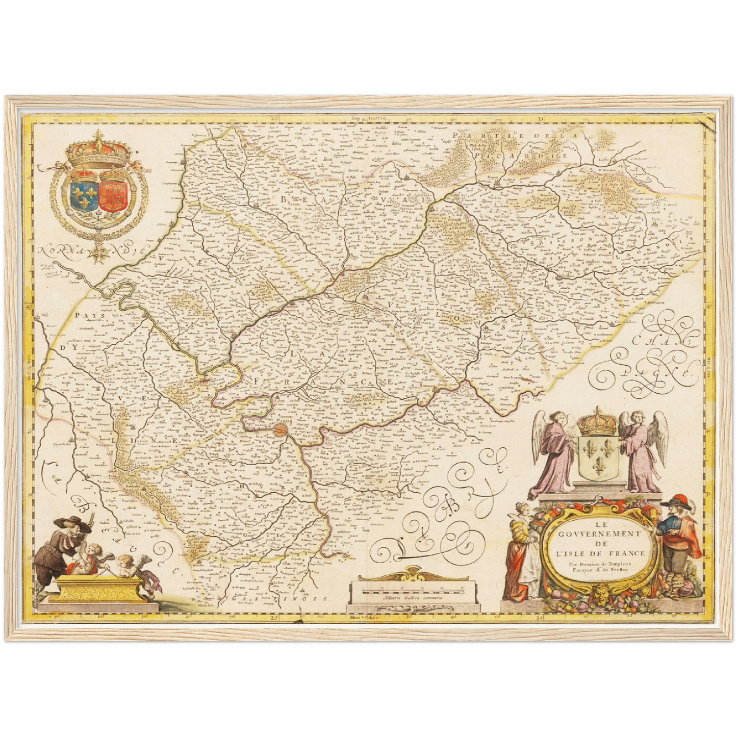 Historische Landkarte Île-de-France um 1698