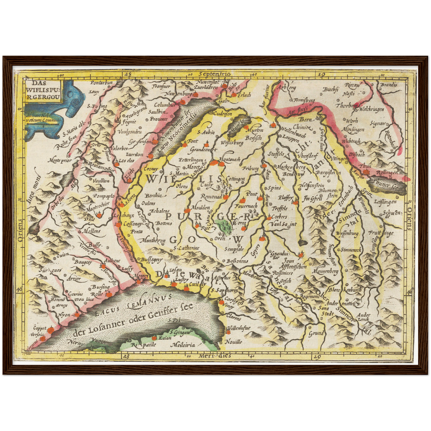 Historische Landkarte Wiflisburgergau um 1609