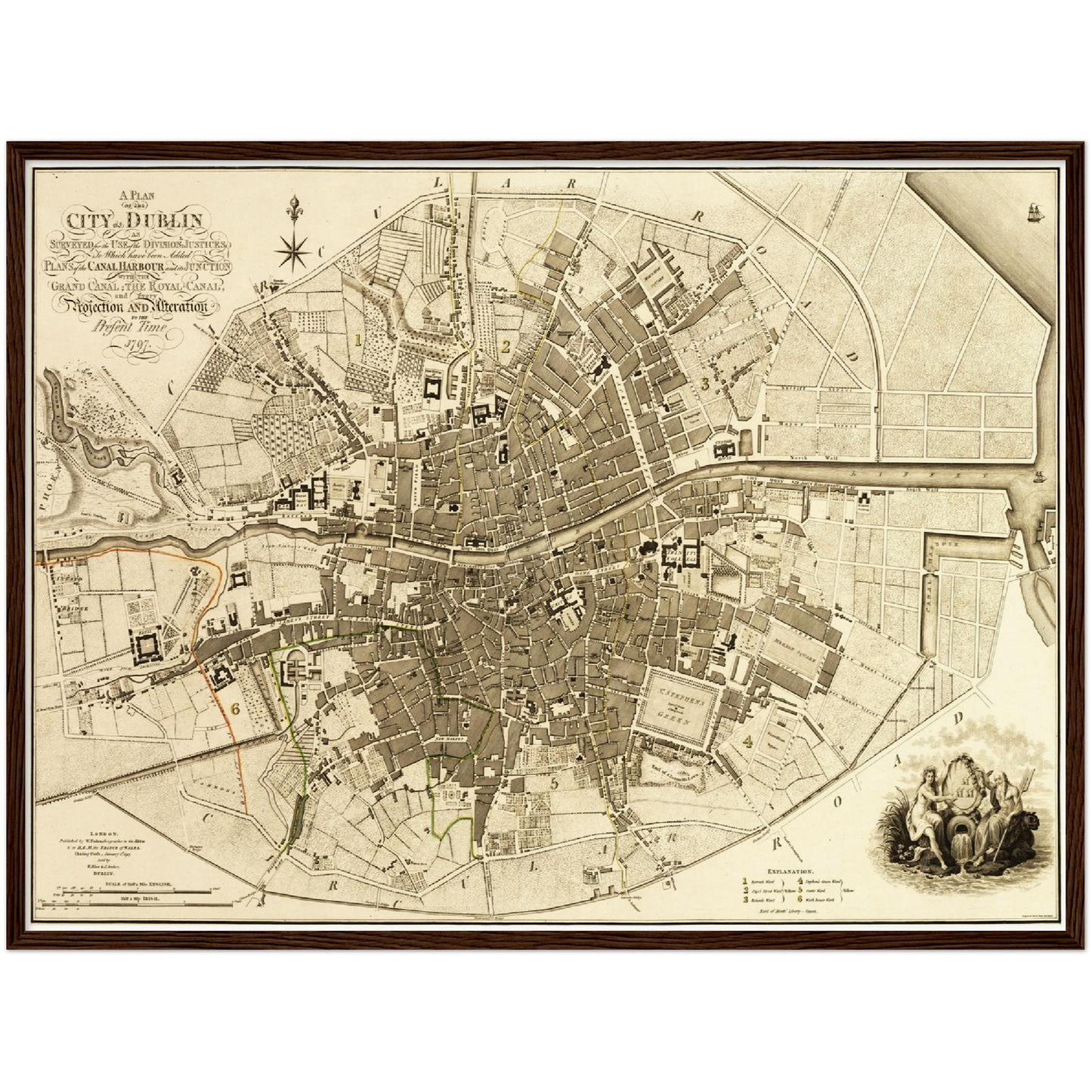 Historischer Stadtplan Dublin um 1797