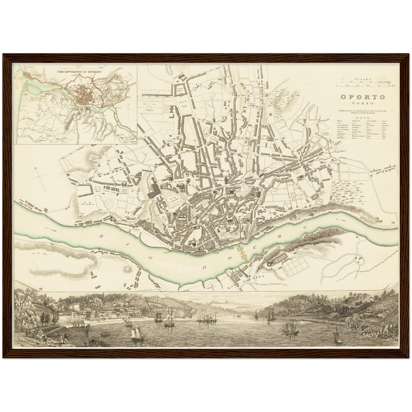 Historischer Stadtplan Porto um 1833