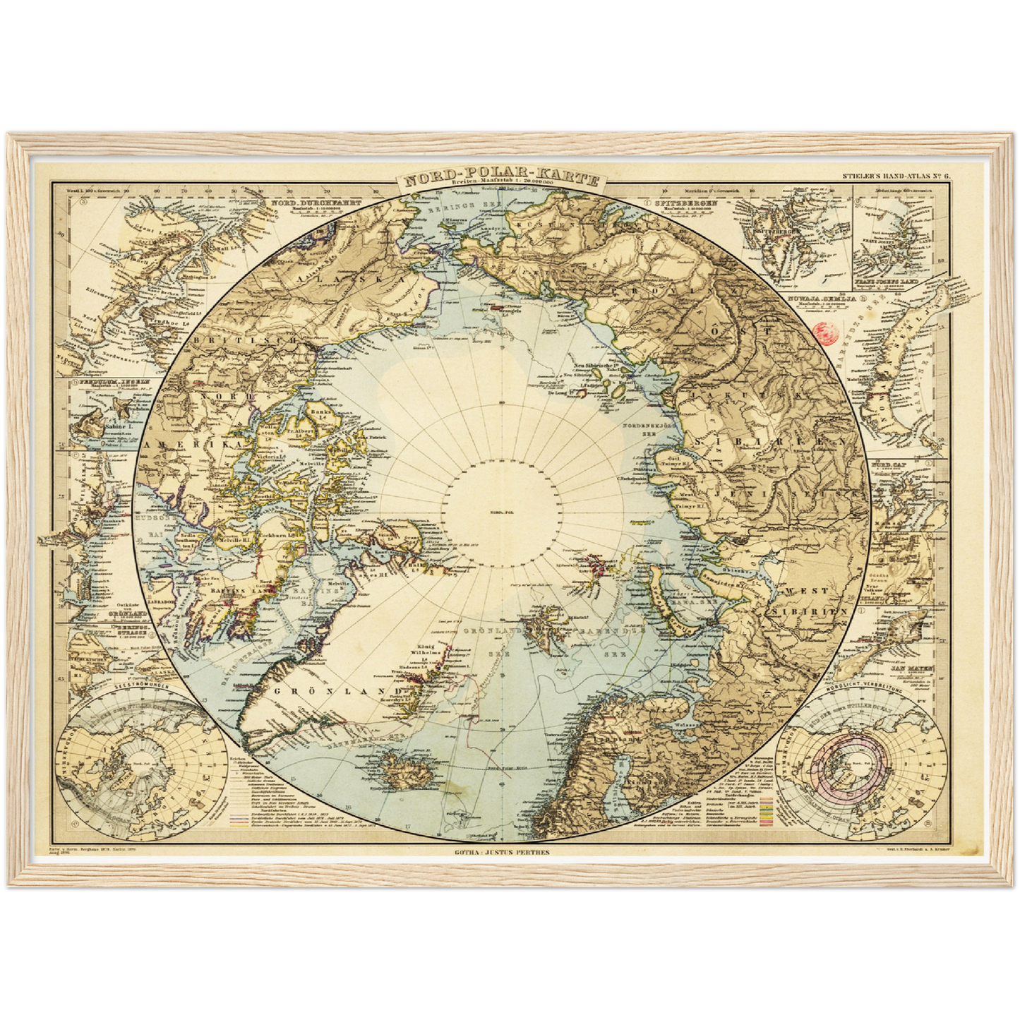 Historische Landkarte Arktis um 1885