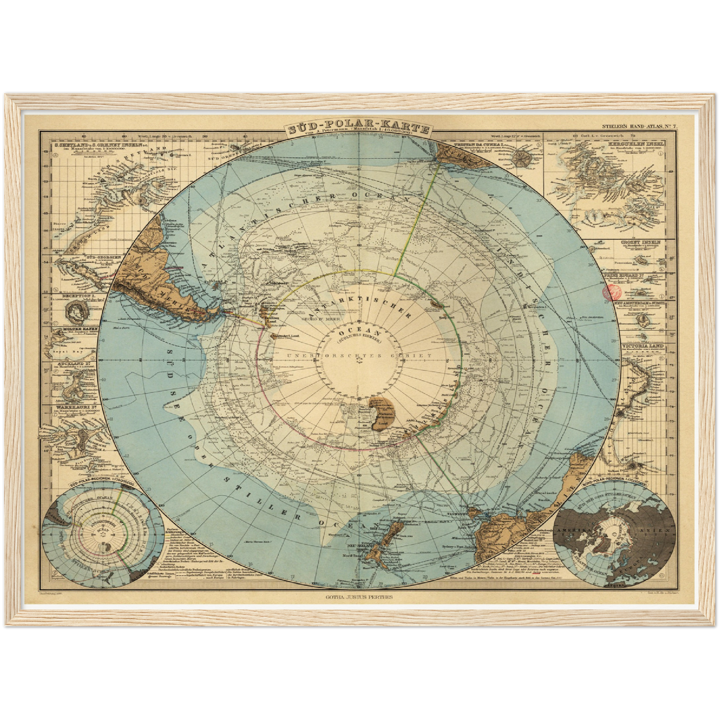 Historische Landkarte Antarktis um 1885