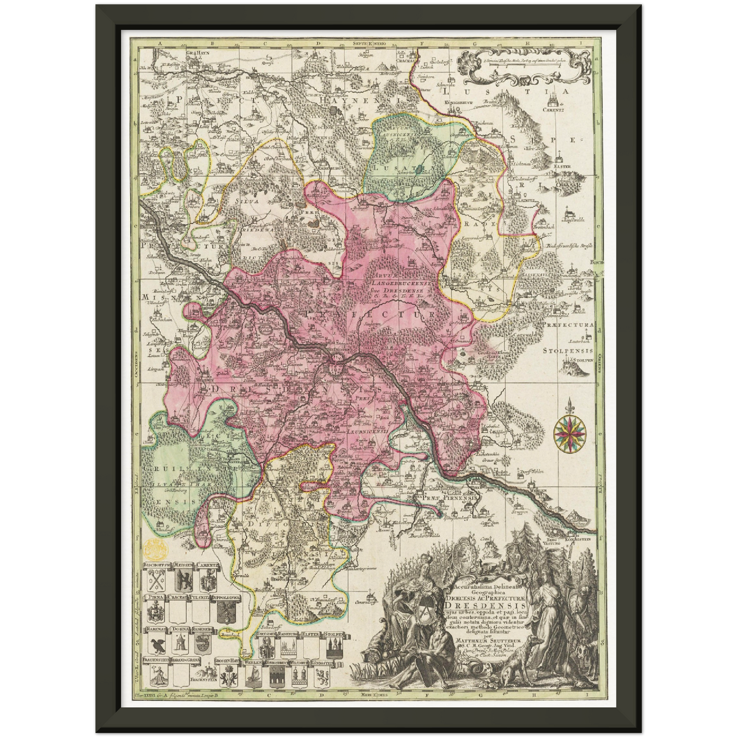 Historische Landkarte Dresden um 1750
