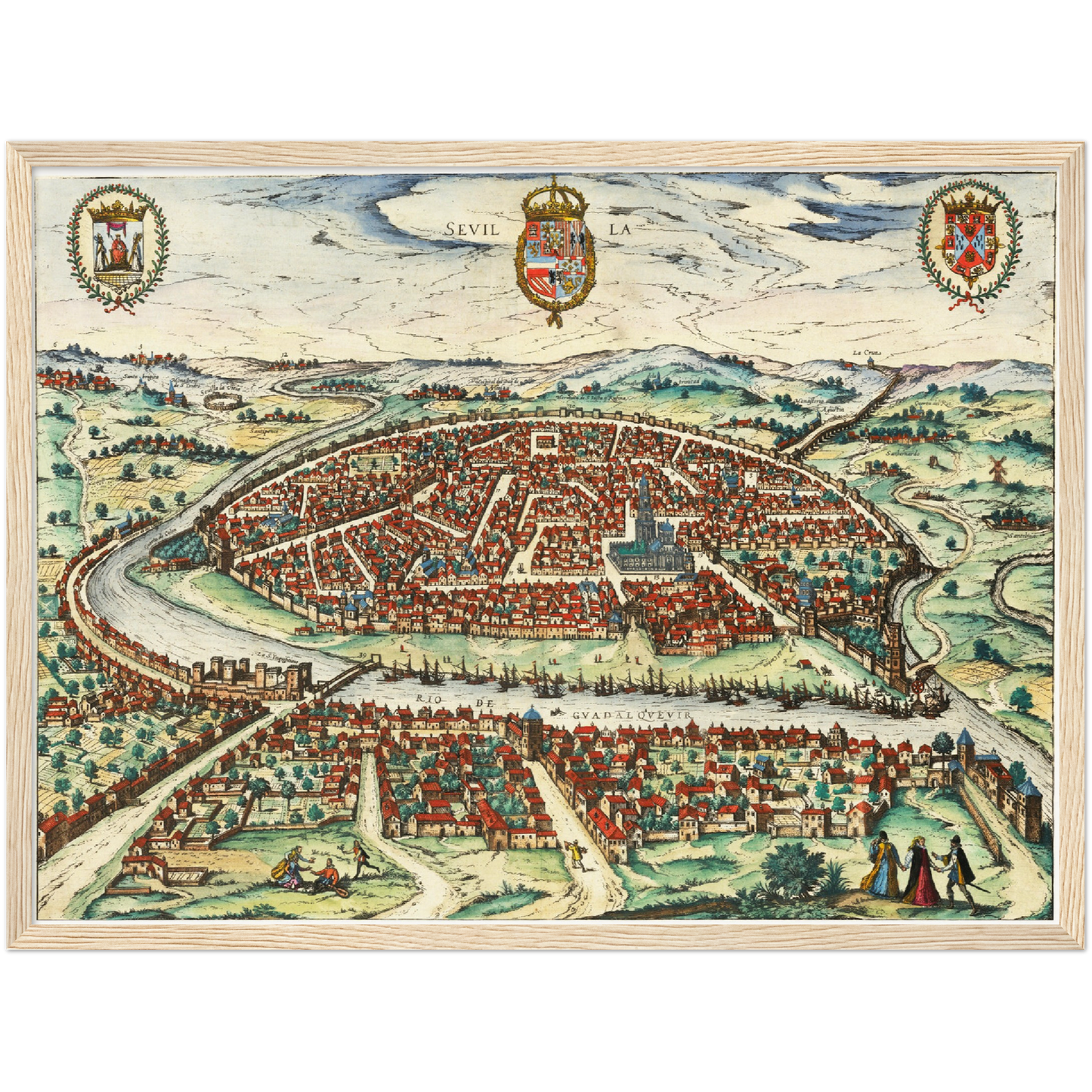 Historische Stadtansicht Sevilla um 1612
