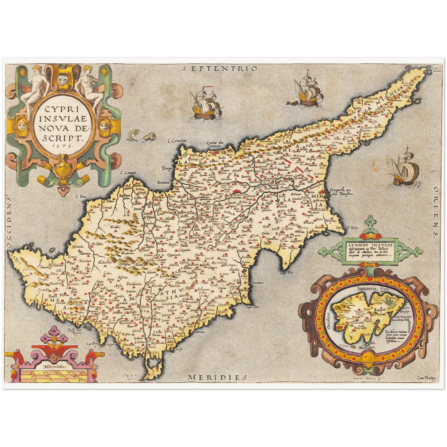 Historische Landkarte Zypern um 1609