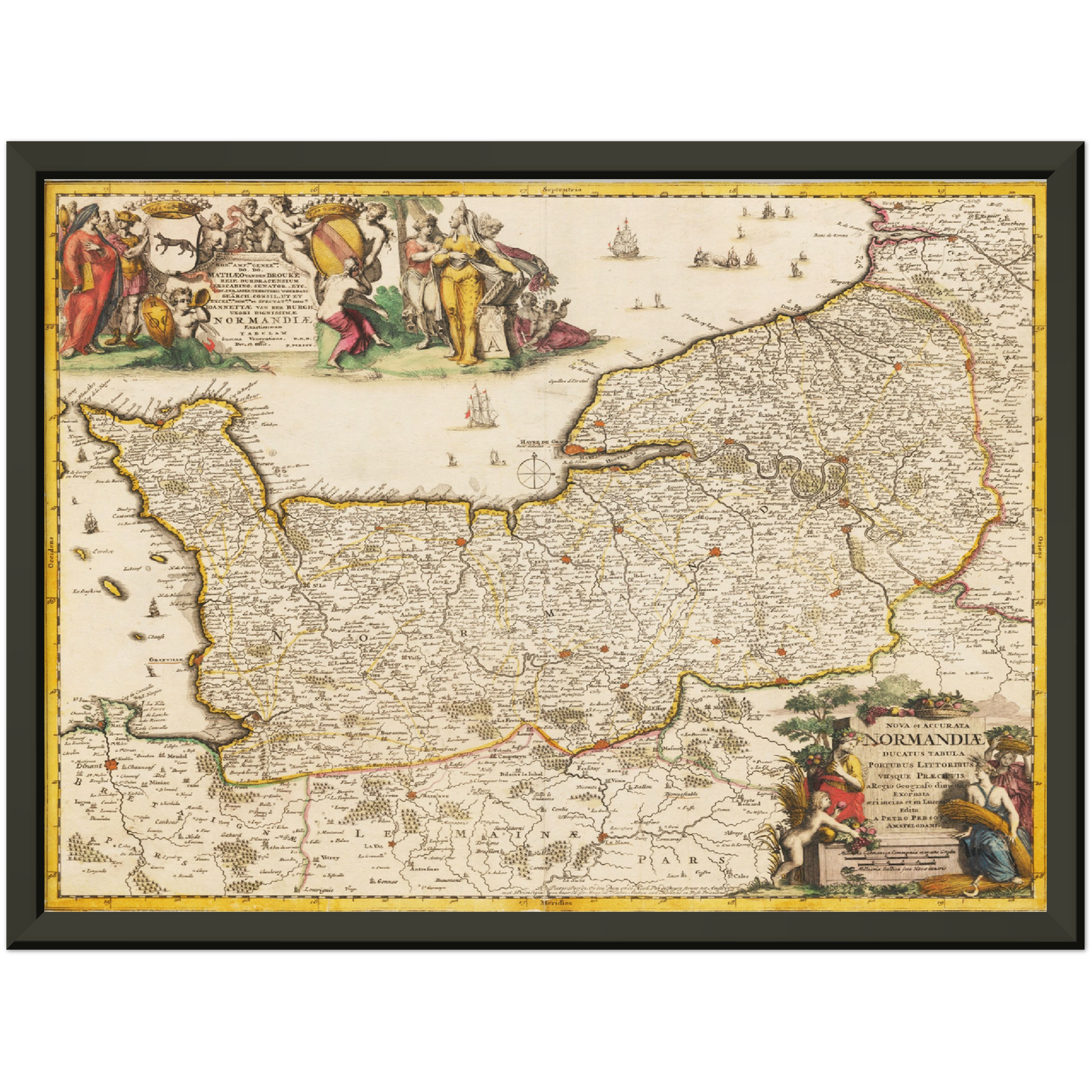 Historische Landkarte Normandie um 1698