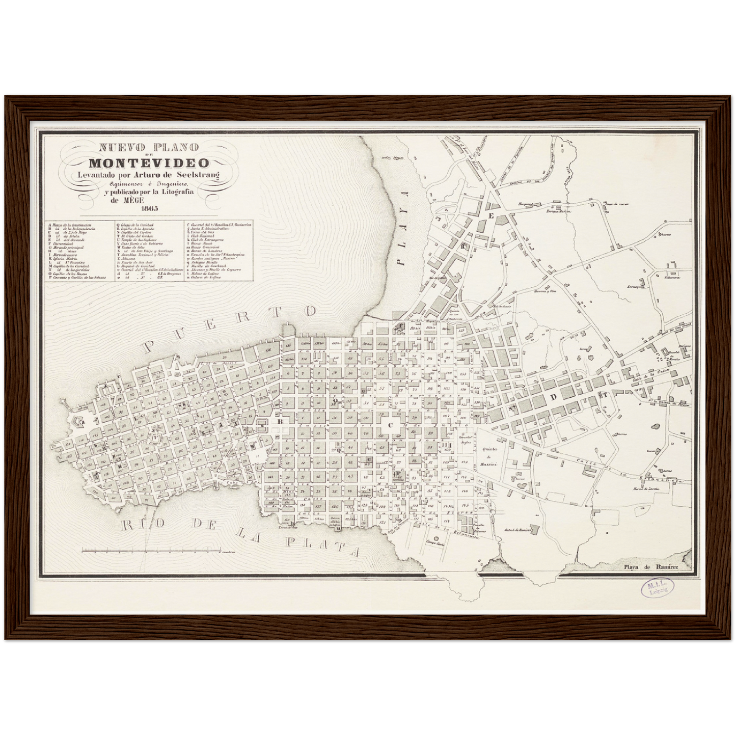 Historischer Stadtplan Montevideo um 1865