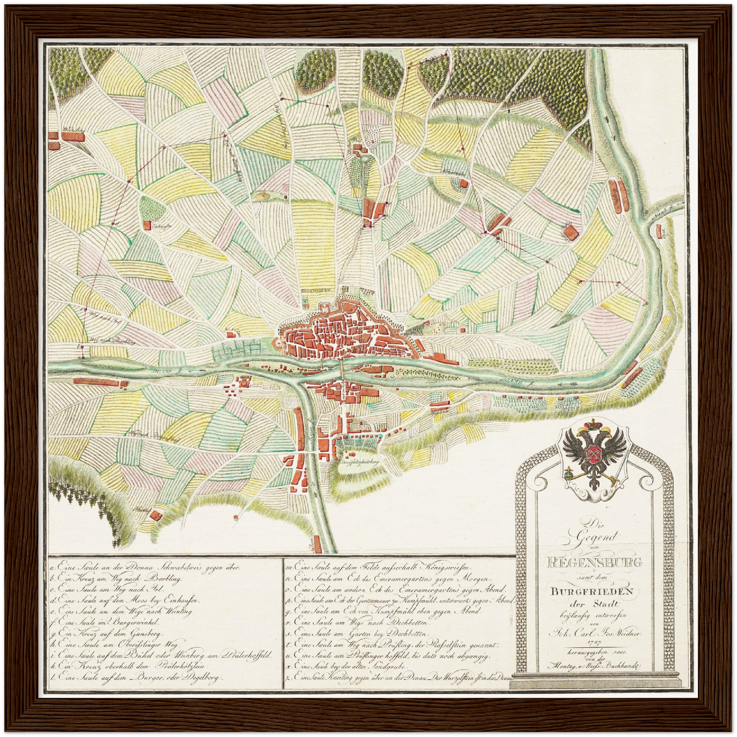 Historische Landkarte Regensburg um 1801