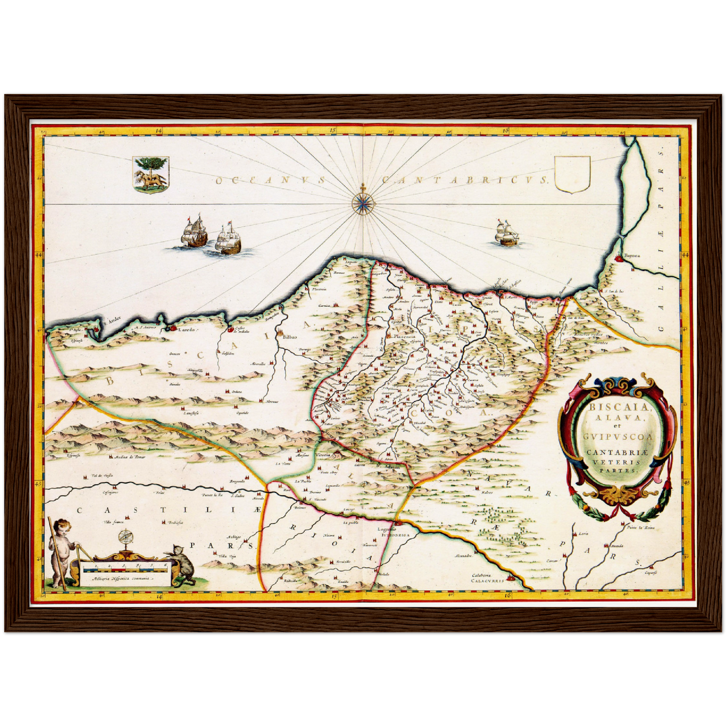 Historische Landkarte Kantabrien & Baskenland um 1690