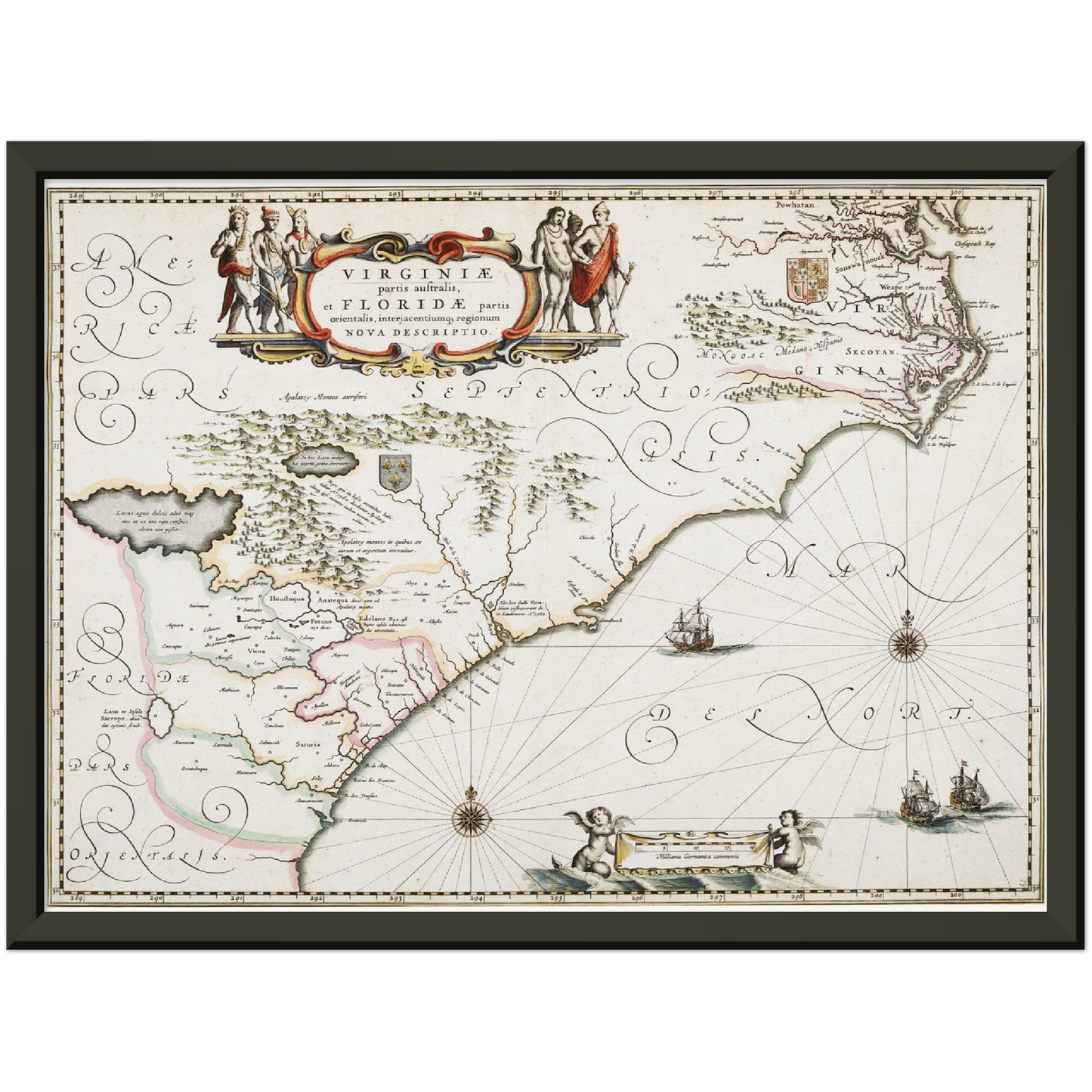 Historische Landkarte Kolonie Virginia um 1670