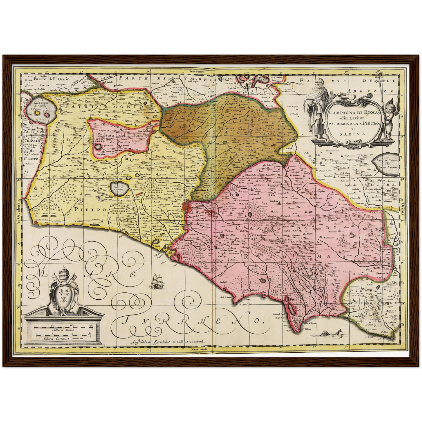 Historische Landkarte Latium um 1700