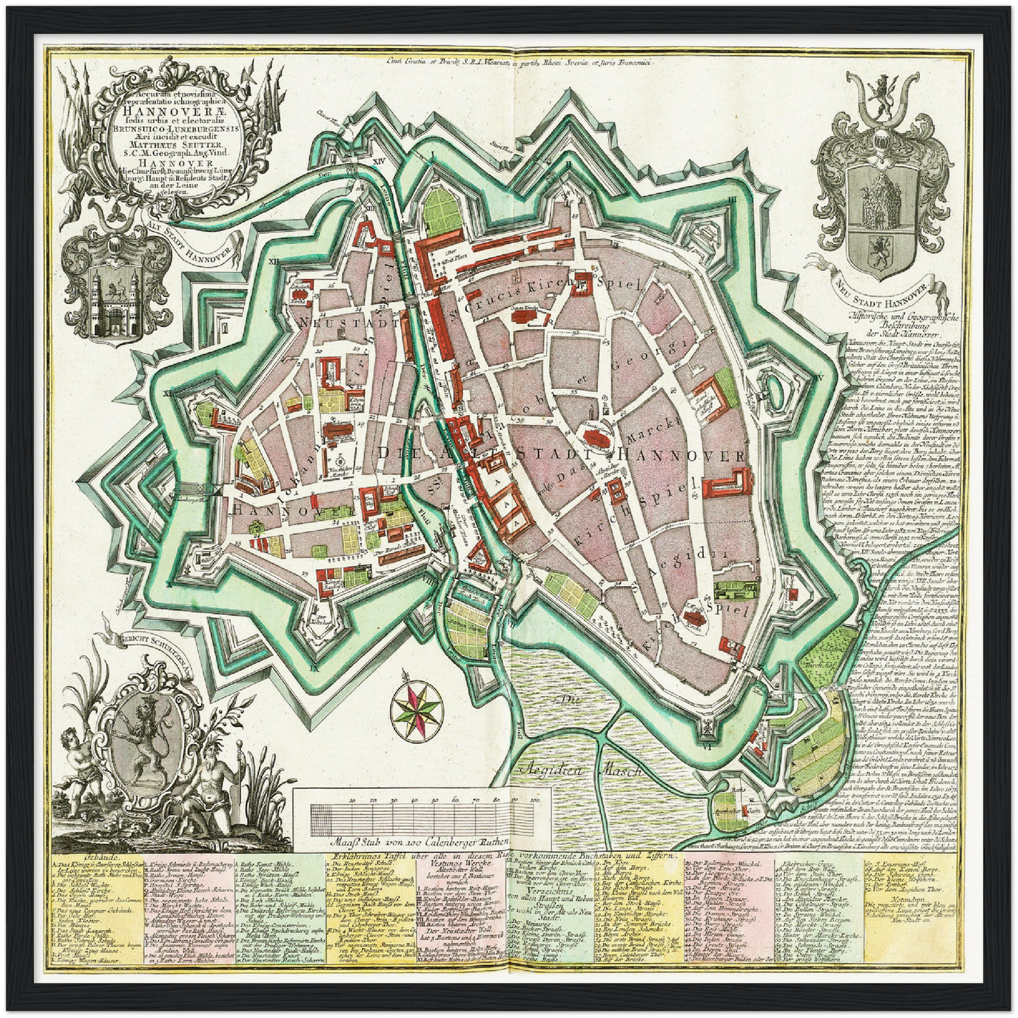 Historischer Stadtplan Hannover um 1735