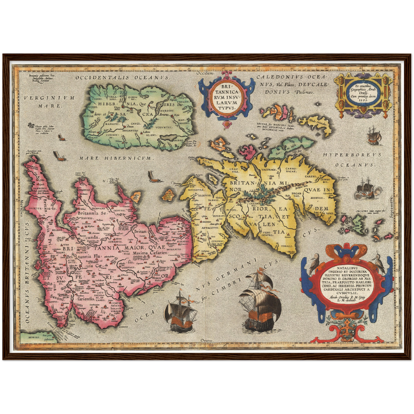 Historische Landkarte Historisches Britannien um 1595