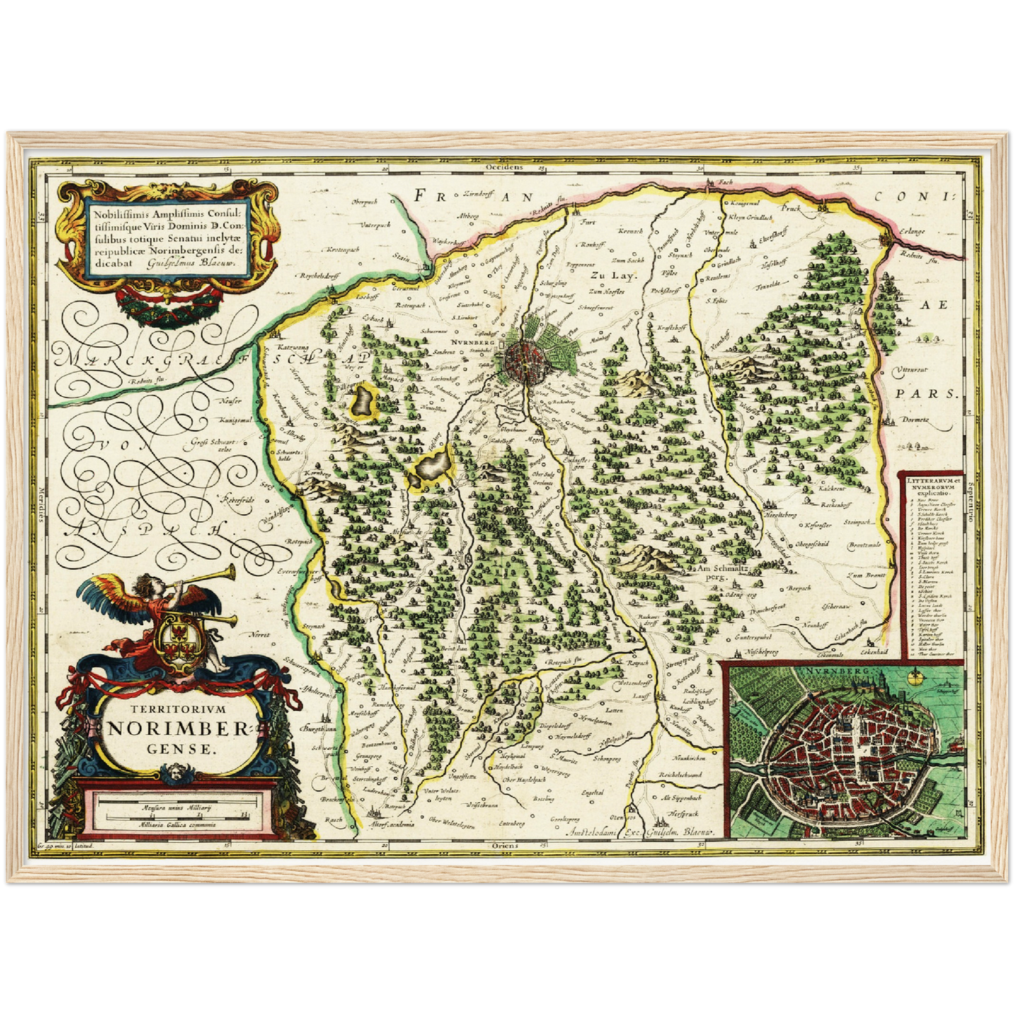 Historische Landkarte Nürnberg um 1647