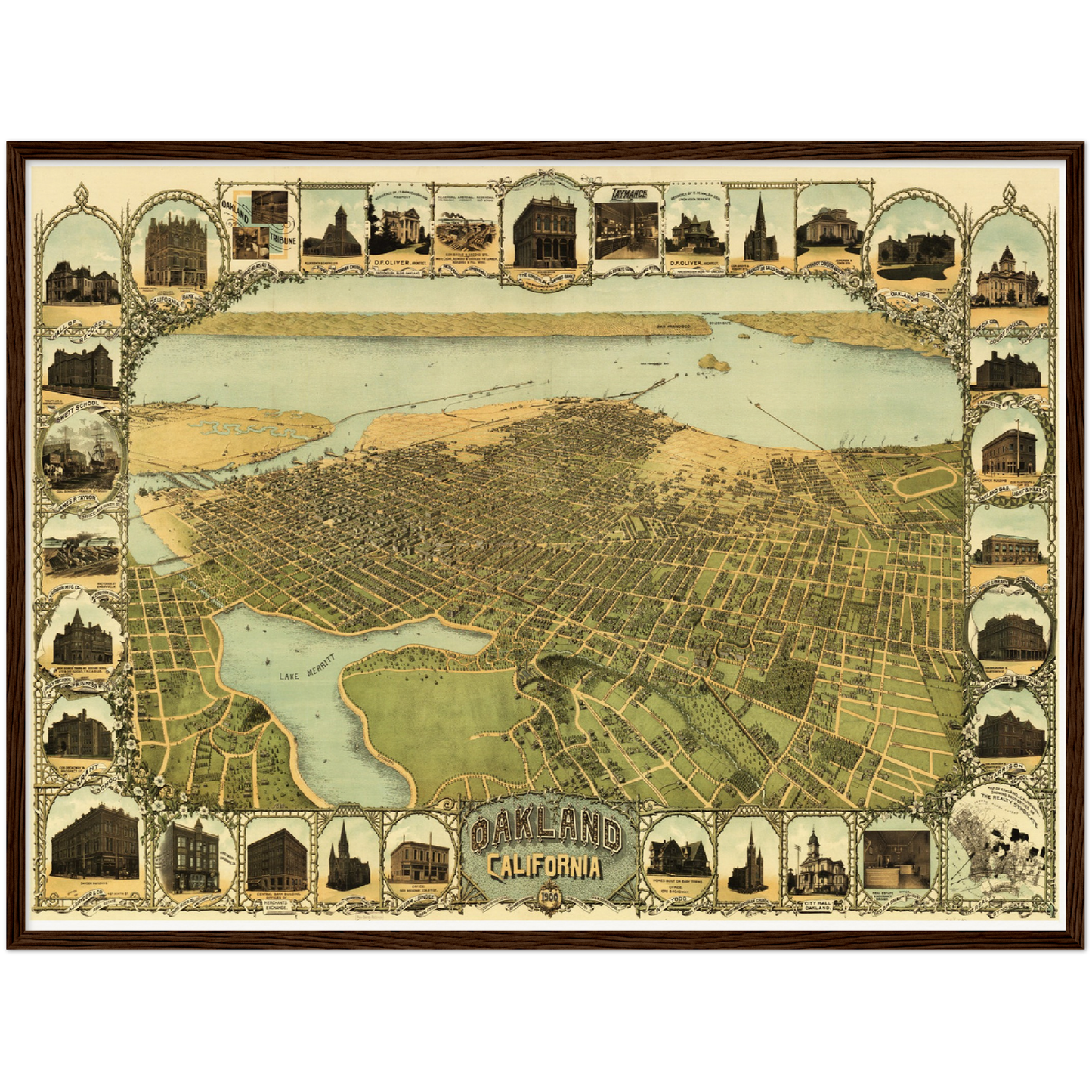 Historische Stadtansicht Oakland um 1900