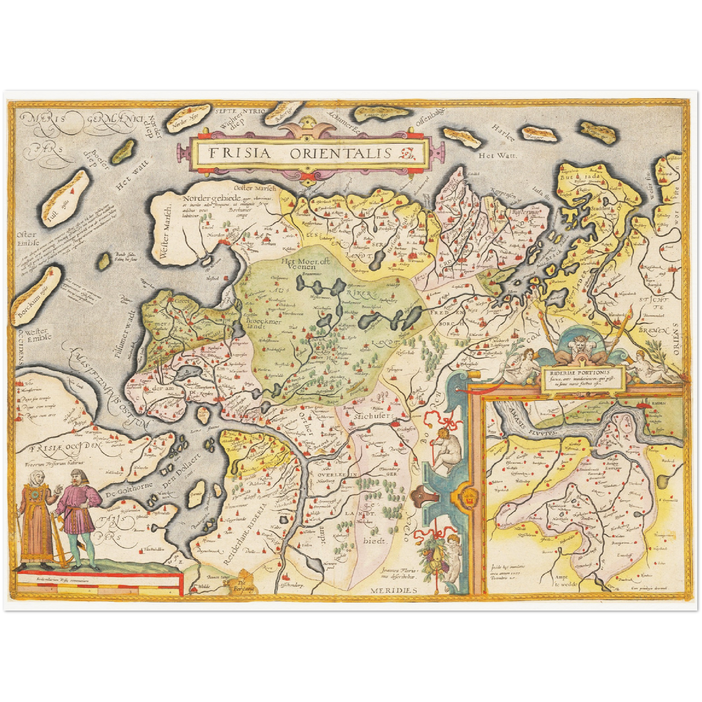 Historische Landkarte Ostfriesland um 1609