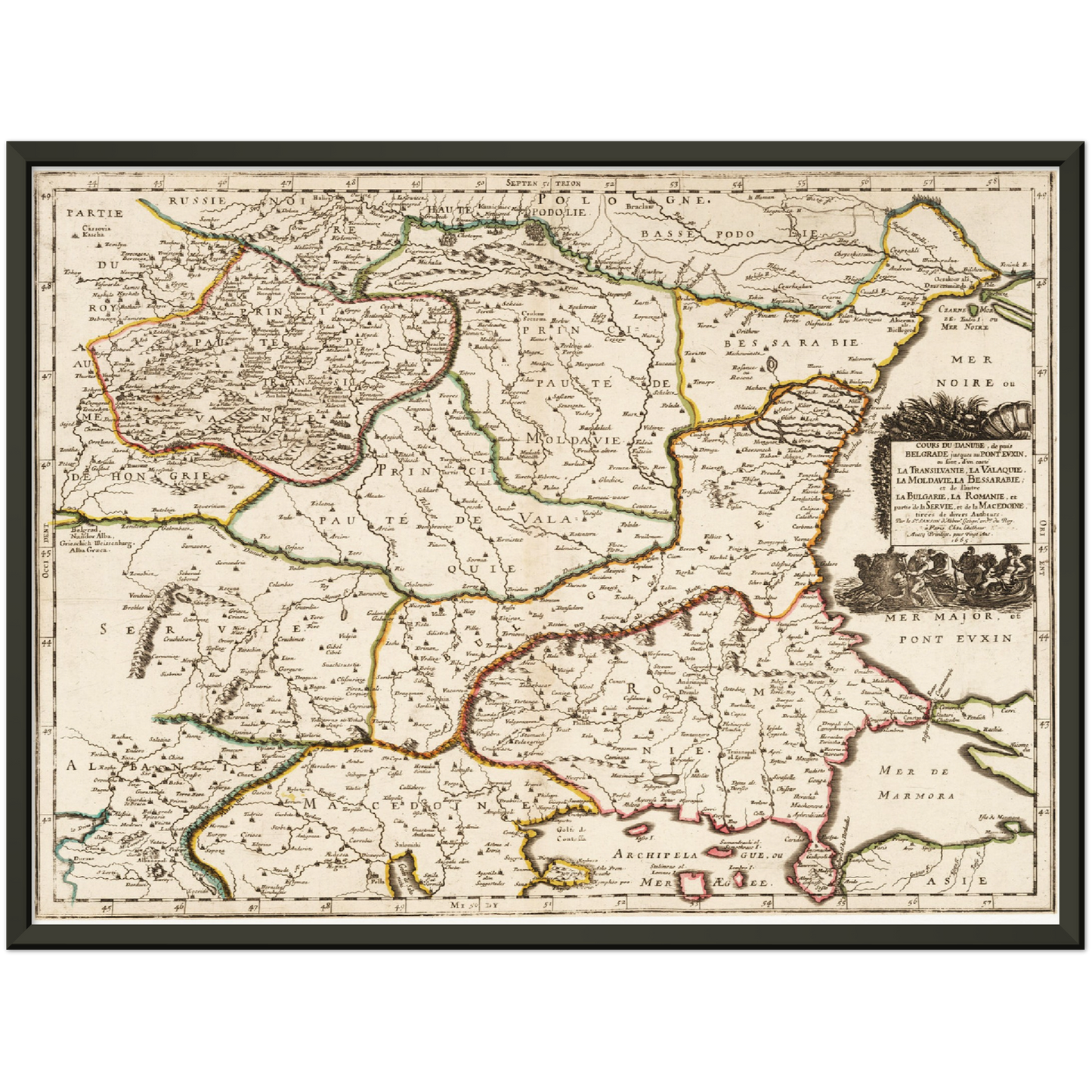 Historische Landkarte Bulgarien um 1665