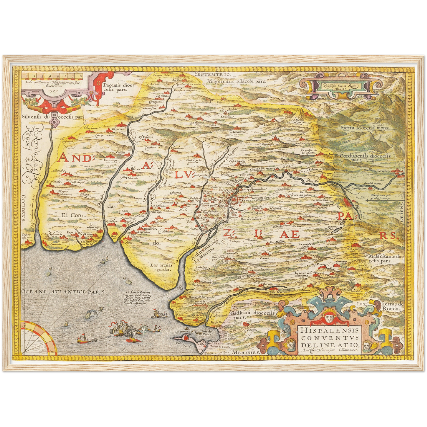 Historische Landkarte Andalusien um 1609