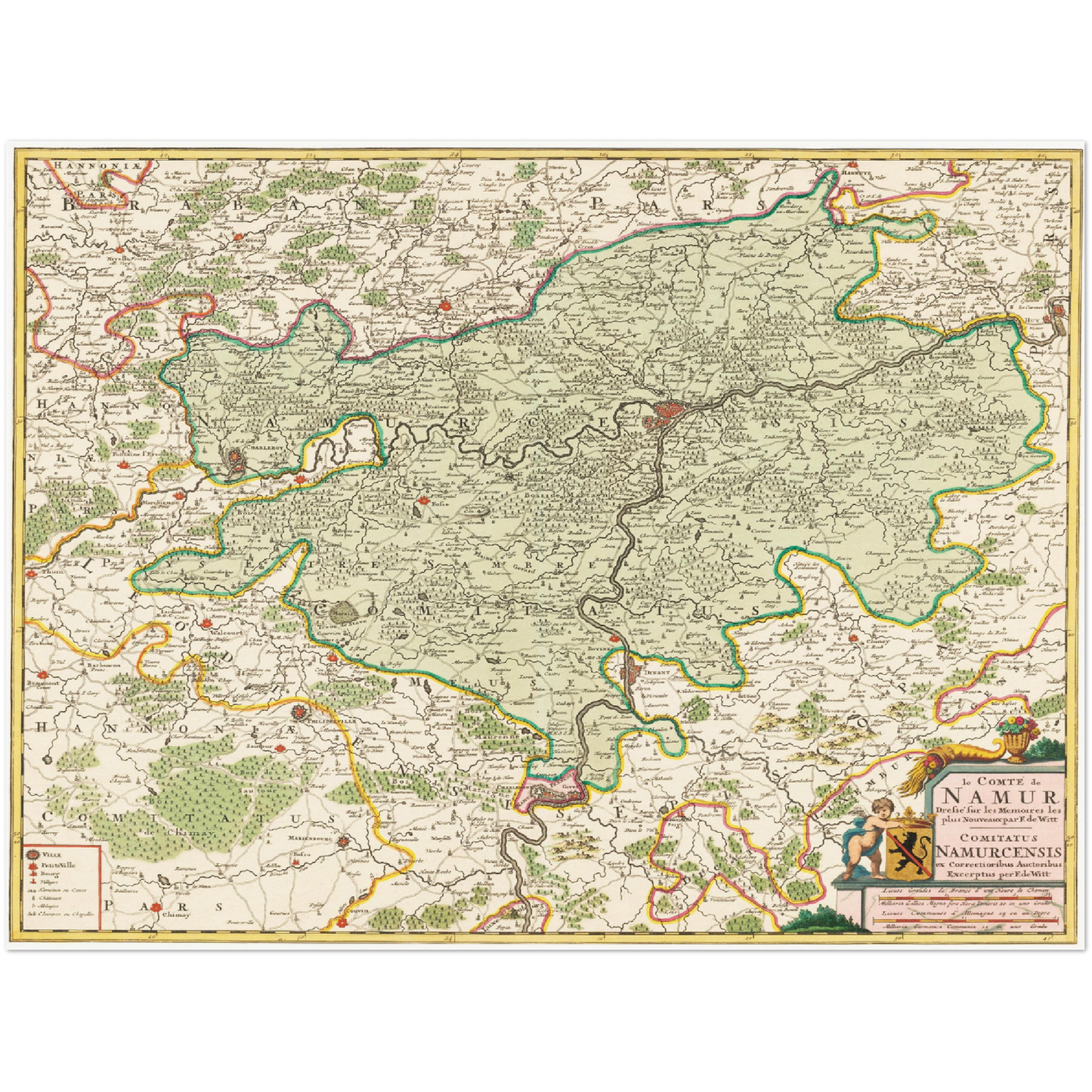Historische Landkarte Namur um 1670