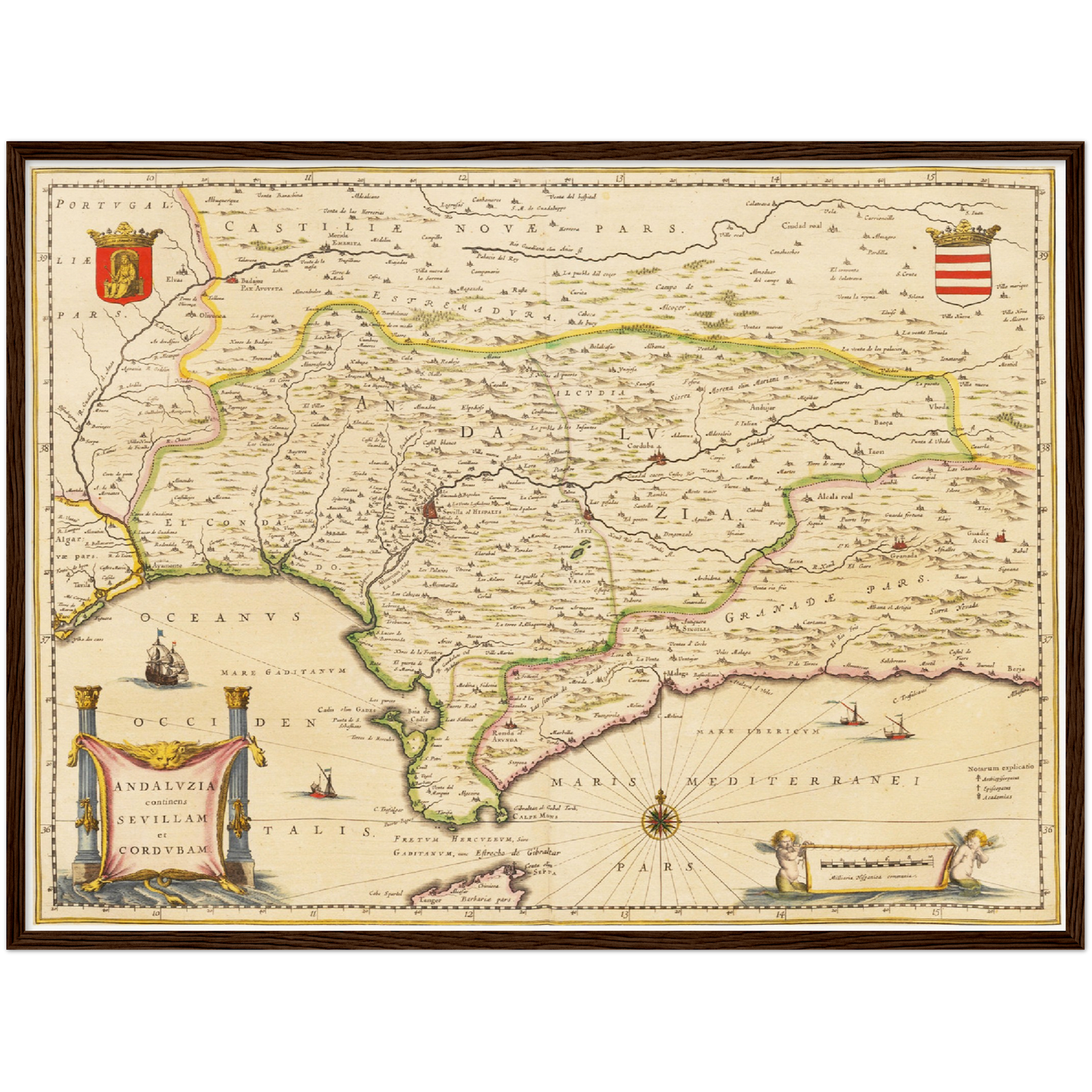 Historische Landkarte Andalusien um 1635