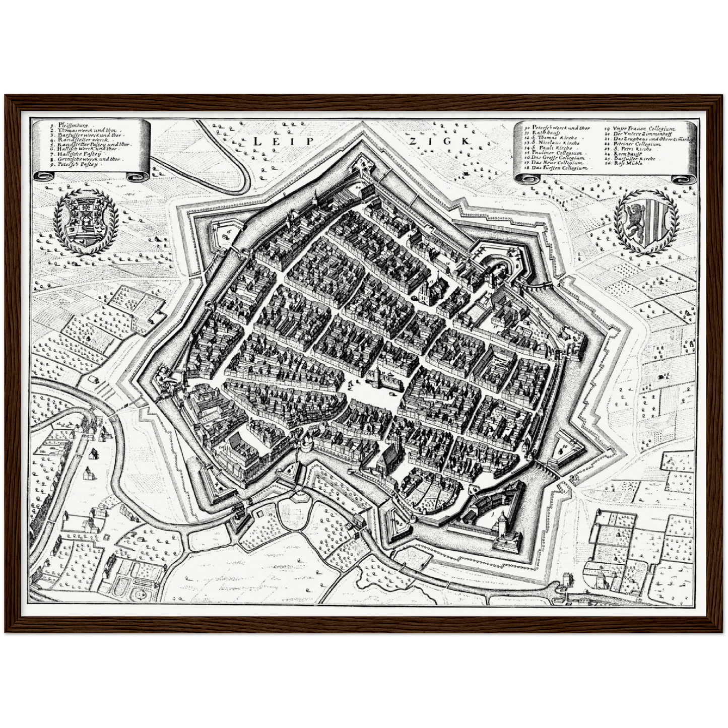 Historischer Stadtplan Leipzig um 1650